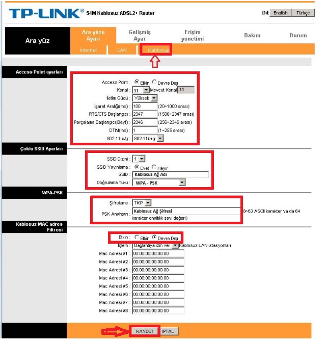 TP Link TD W8101G Modem Kurulumu Resimli Anlatım , TP Link TD W8101G Kablosuz, TP Link TD W8101G Modem Ayarları,TP Link TD W8101G Kanal Ayarı,TP Link TD W8101G Kablosuz Modem Kurulumu
